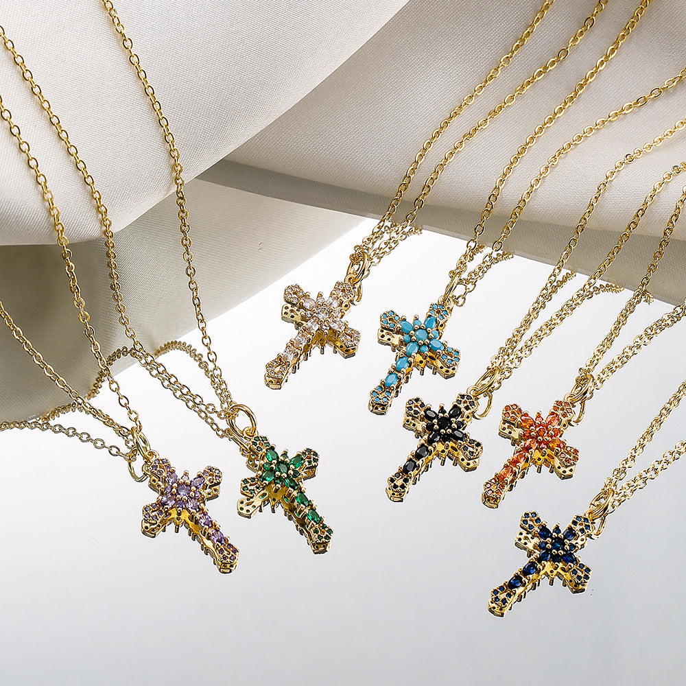 Womens Niche Geometric Pendant Necklace With Copper Plated In 18K Gold And Micro Set Zirconia Stones