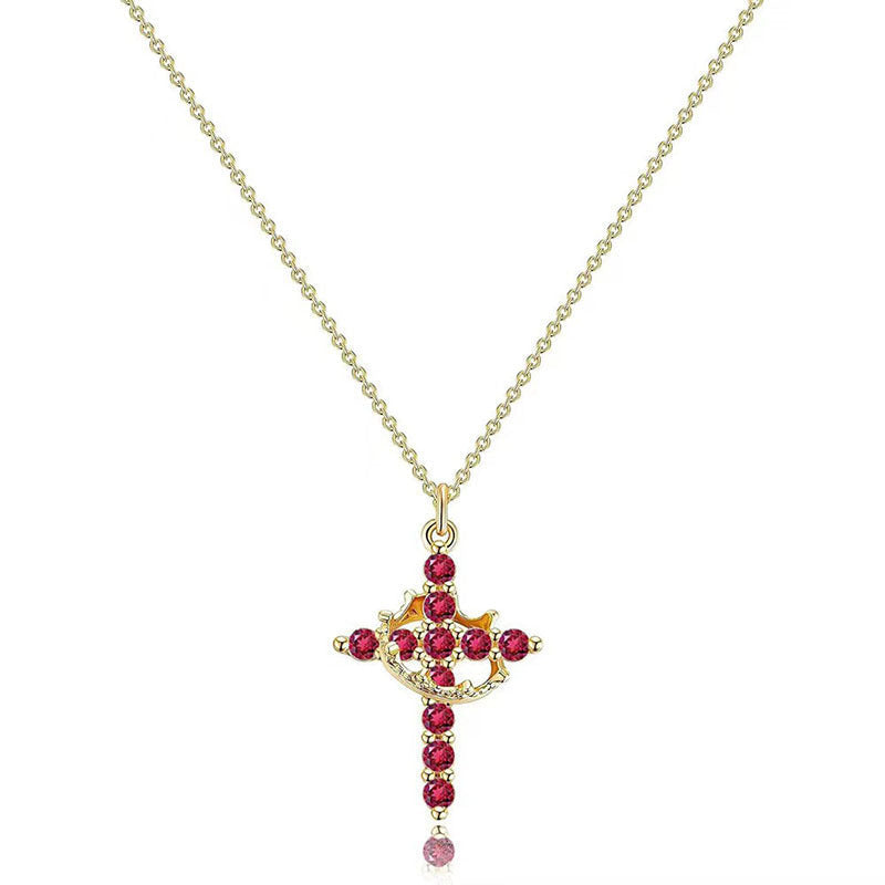 18K Real Gold Plated Copper Cross Necklace With Zircon  Stylish And Minimalist Design