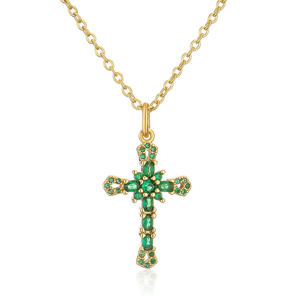 Womens Niche Geometric Pendant Necklace With Copper Plated In 18K Gold And Micro Set Zirconia Stones