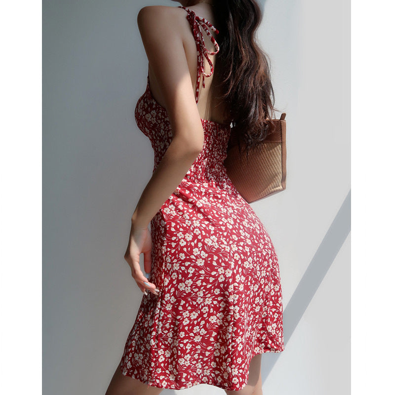 Slimming Cinched-waist Tie-front Vacation Dress