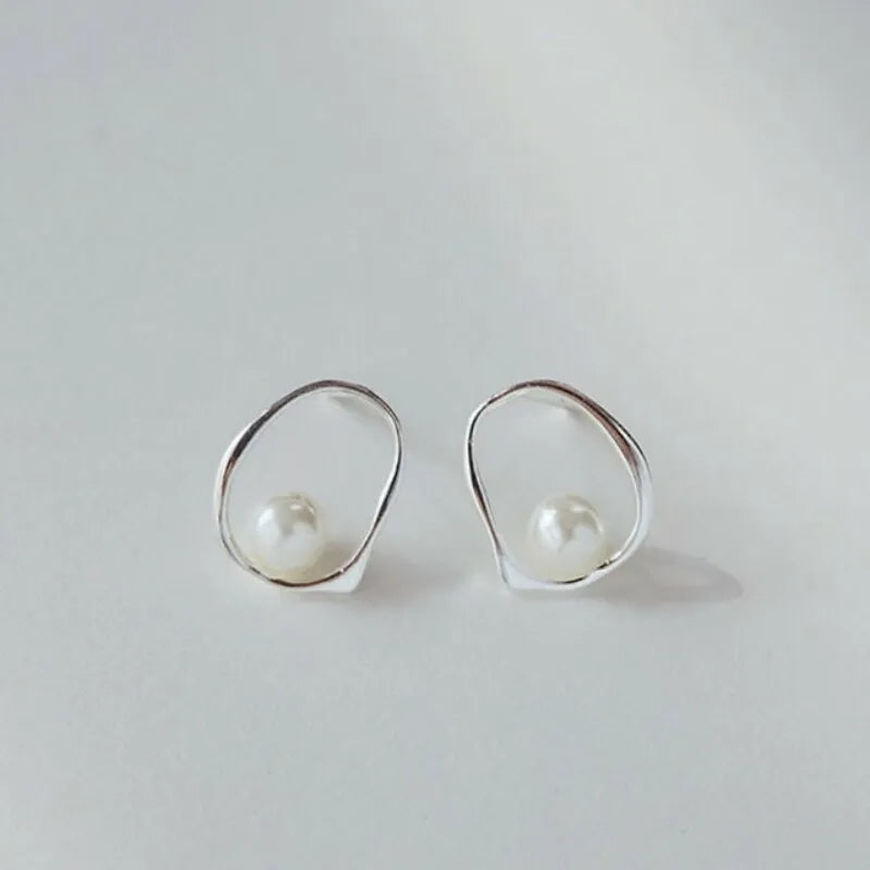 925 Sterling Silver Earrings For Women Trendy Simple Shinning Gold Earring Jewelry Prevent Allergy Party Christmas Accessories