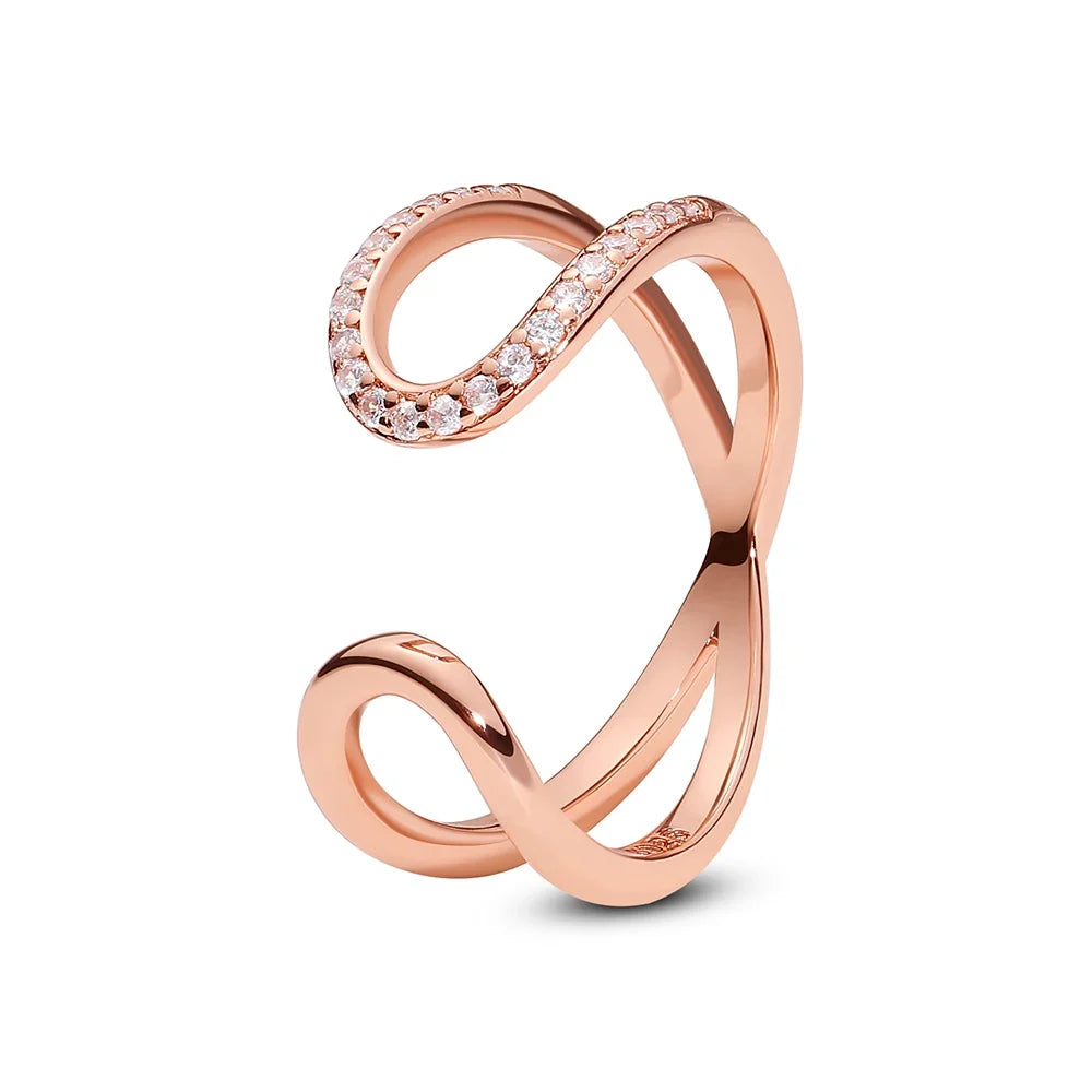 925 Sterling Silver Rings For Women Original Crown Love Heart Wishbone Engagement Wedding Rose Gold Crystal Ring Luxury Jewelry