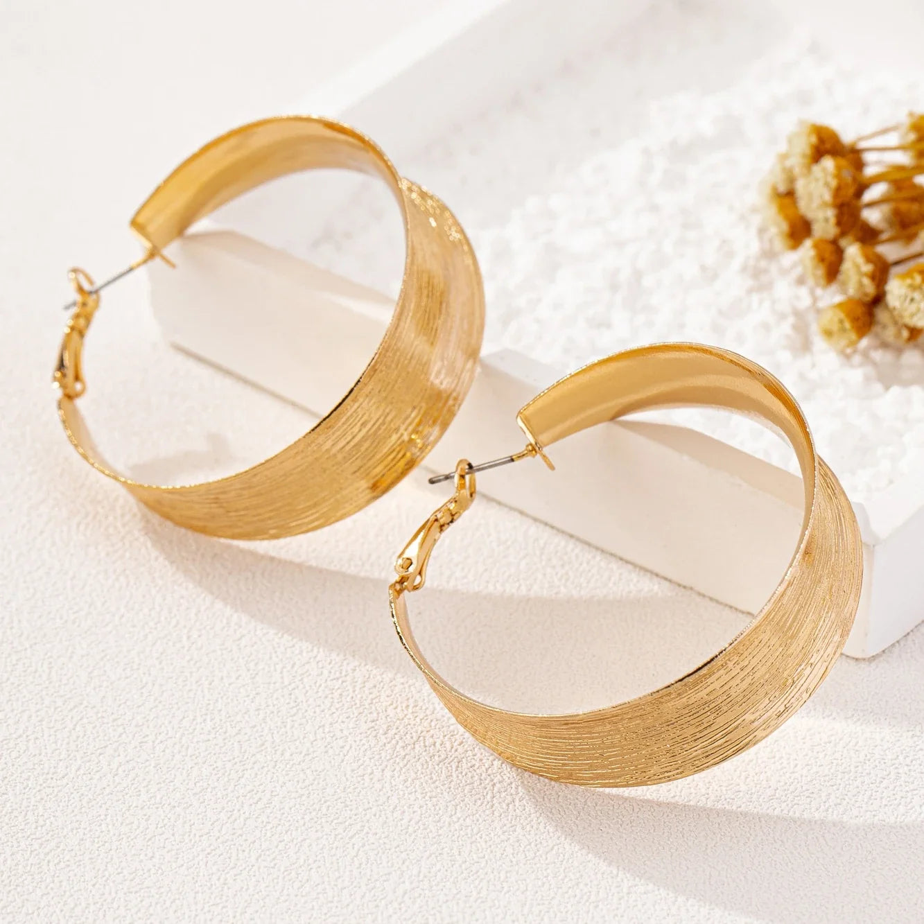 A Pair of Women's Earrings, Simple and Stylish with Brushed Finish, Suitable for Daily Wear and Vacation