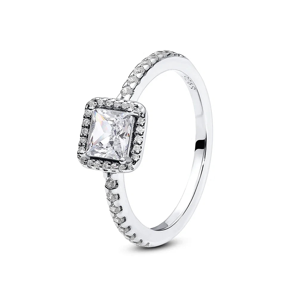 925 Sterling Silver Rings For Women Original Crown Love Heart Wishbone Engagement Wedding Rose Gold Crystal Ring Luxury Jewelry