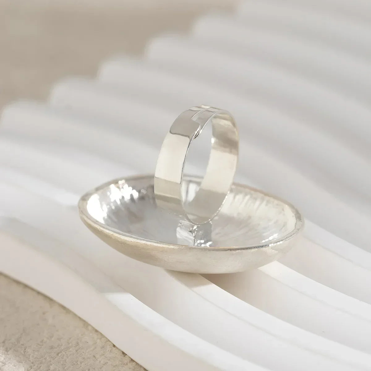 Irregular Chunky Big Geometric Gold Silver Color Rings for Women Men Personality Elastic Rope Connection Finger Rings