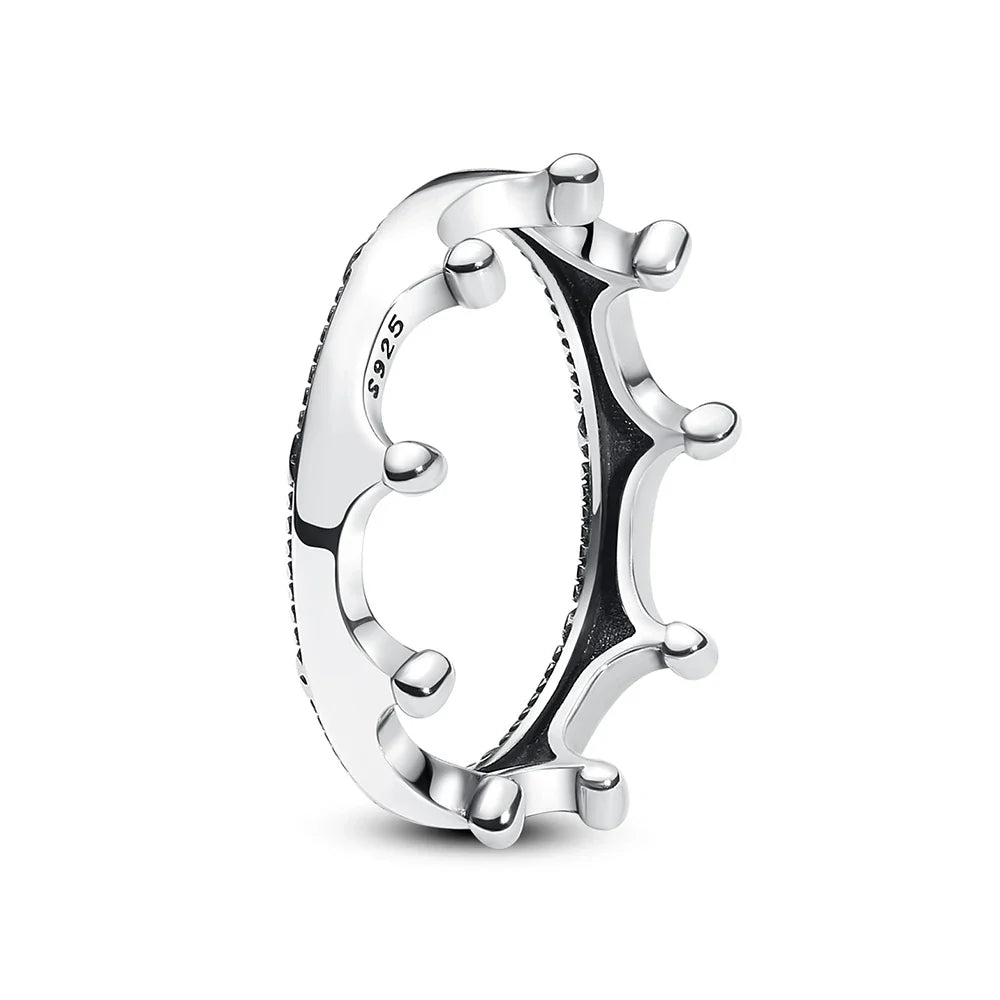 925 Sterling Silver Rings For Women Original Crown Love Heart Wishbone Engagement Wedding Rose Gold Crystal Ring Luxury Jewelry