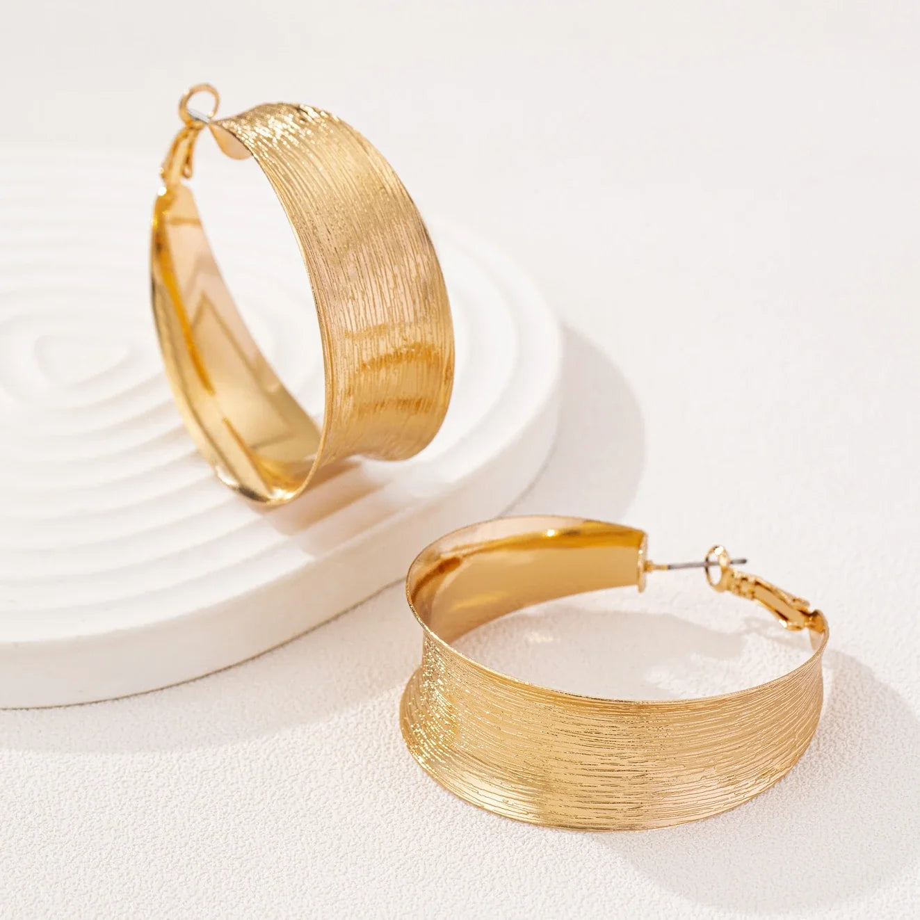 A Pair of Women's Earrings, Simple and Stylish with Brushed Finish, Suitable for Daily Wear and Vacation