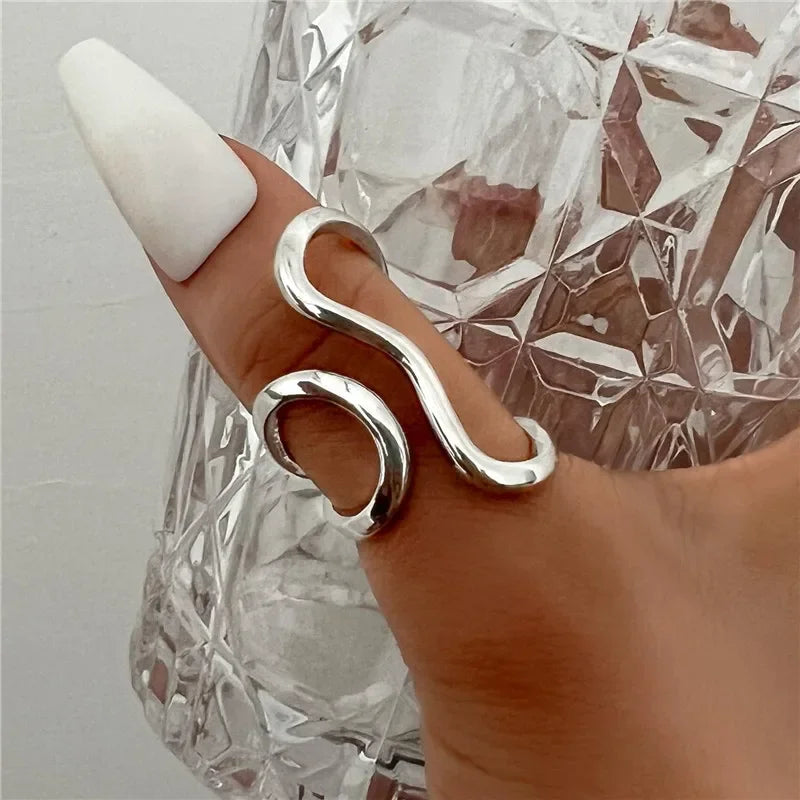 Irregular Stainless Steel Gold Color Rings for Women Men Colorfast Popular Party Personalized Exaggerated Charms Jewelry Gifts