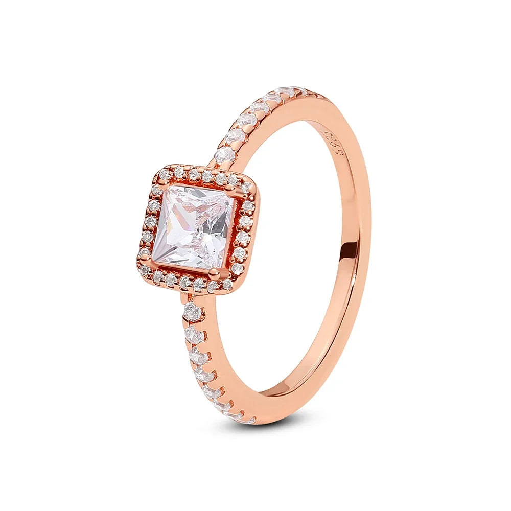 925 Sterling Silver Rings For Women Original Crown Love Heart Wishbone Engagement Wedding Rose Gold Crystal Ring Luxury Jewelry