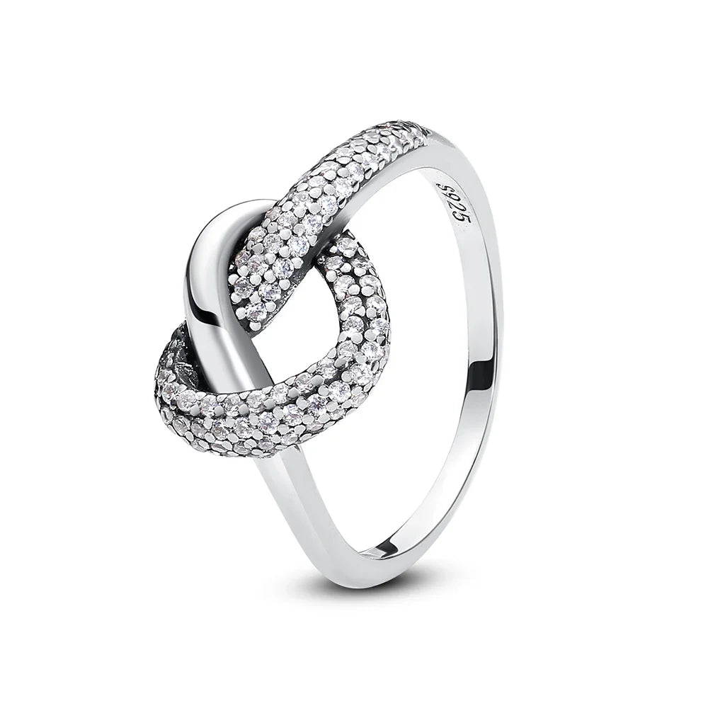 925 Sterling Silver Rings For Women Original Crown Love Heart Wishbone Engagement Wedding Rose Gold Crystal Ring Luxury Jewelry