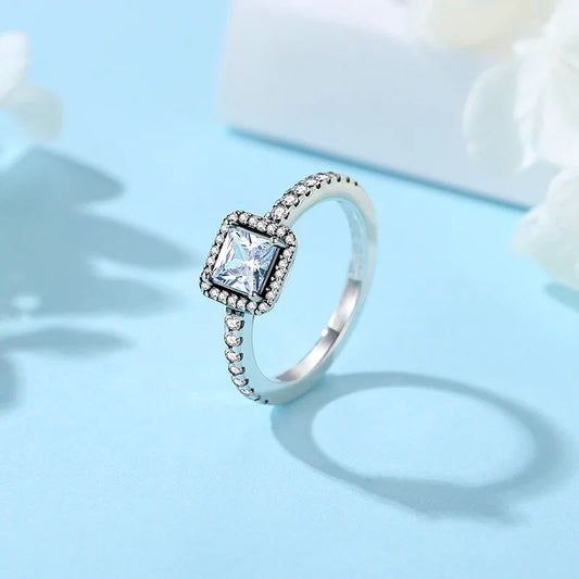 925 Sterling Silver Rings For Women Original Crown Love Heart Wishbone Engagement Wedding Rose Gold Crystal Ring Luxury Jewelry