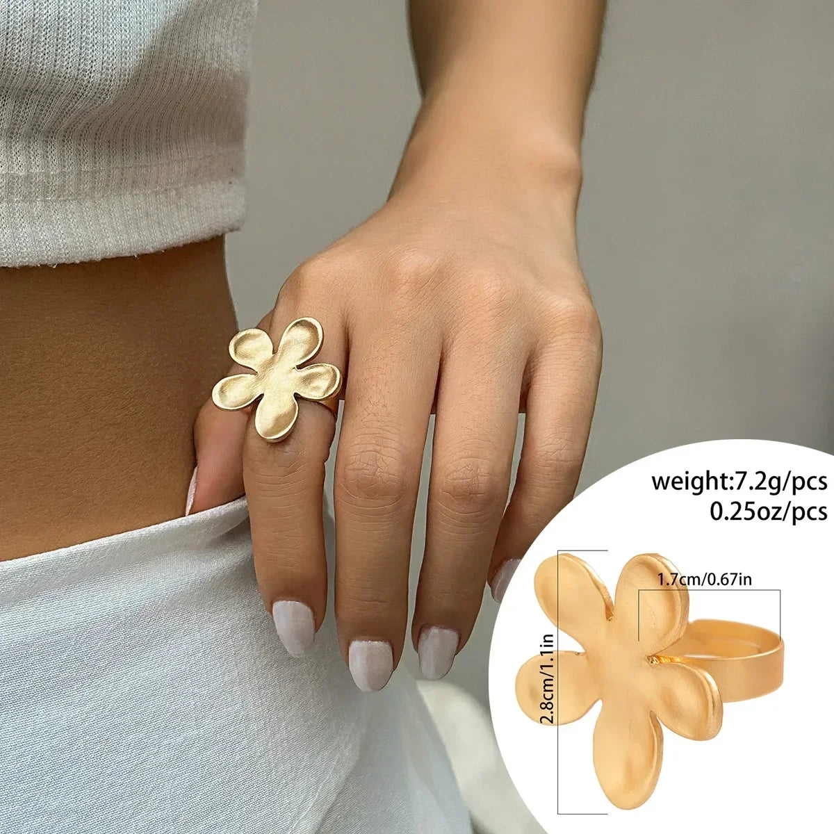 Irregular Chunky Big Geometric Gold Silver Color Rings for Women Men Personality Elastic Rope Connection Finger Rings