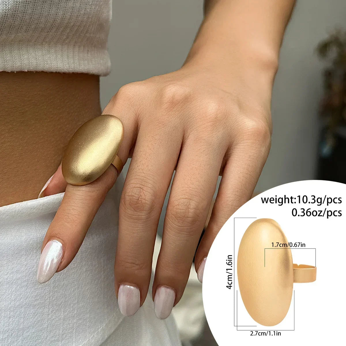 Irregular Chunky Big Geometric Gold Silver Color Rings for Women Men Personality Elastic Rope Connection Finger Rings