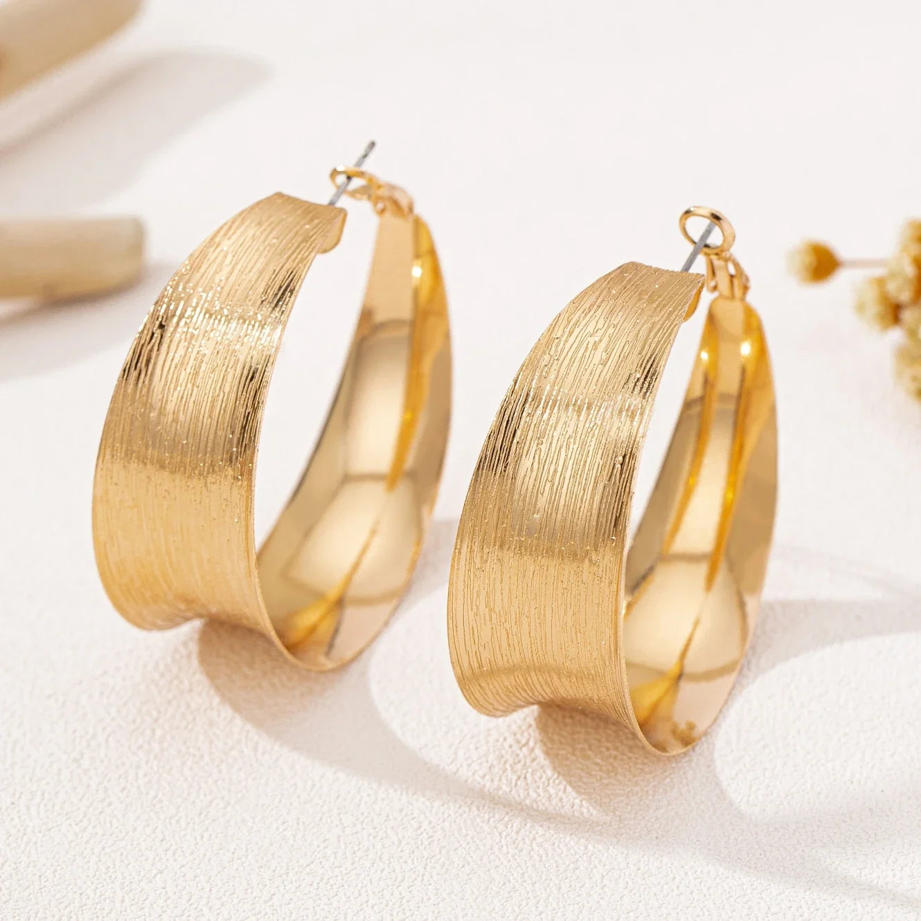 A Pair of Women's Earrings, Simple and Stylish with Brushed Finish, Suitable for Daily Wear and Vacation