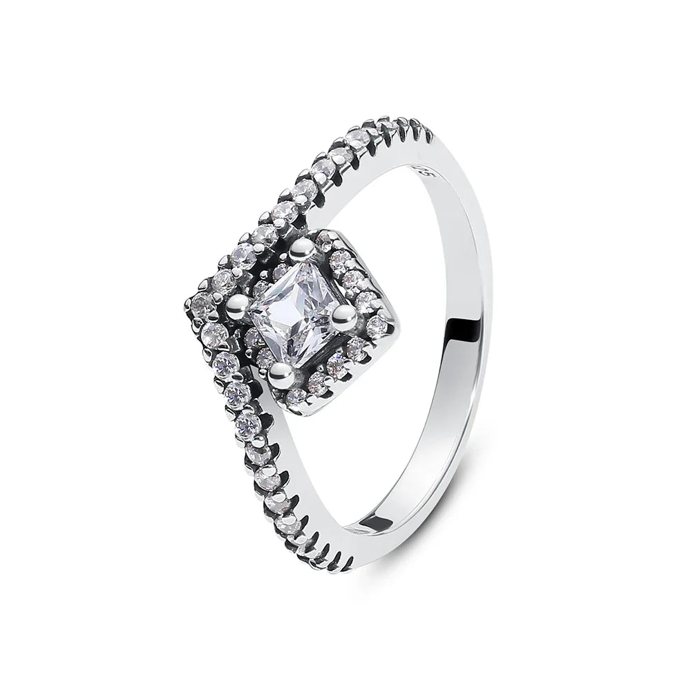 925 Sterling Silver Rings For Women Original Crown Love Heart Wishbone Engagement Wedding Rose Gold Crystal Ring Luxury Jewelry