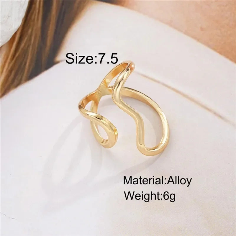 Irregular Stainless Steel Gold Color Rings for Women Men Colorfast Popular Party Personalized Exaggerated Charms Jewelry Gifts