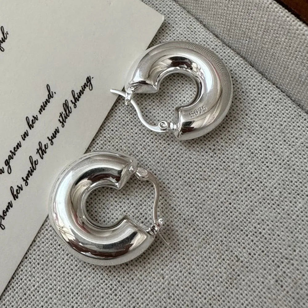 925 Sterling Silver Earrings For Women Trendy Simple Shinning Gold Earring Jewelry Prevent Allergy Party Christmas Accessories