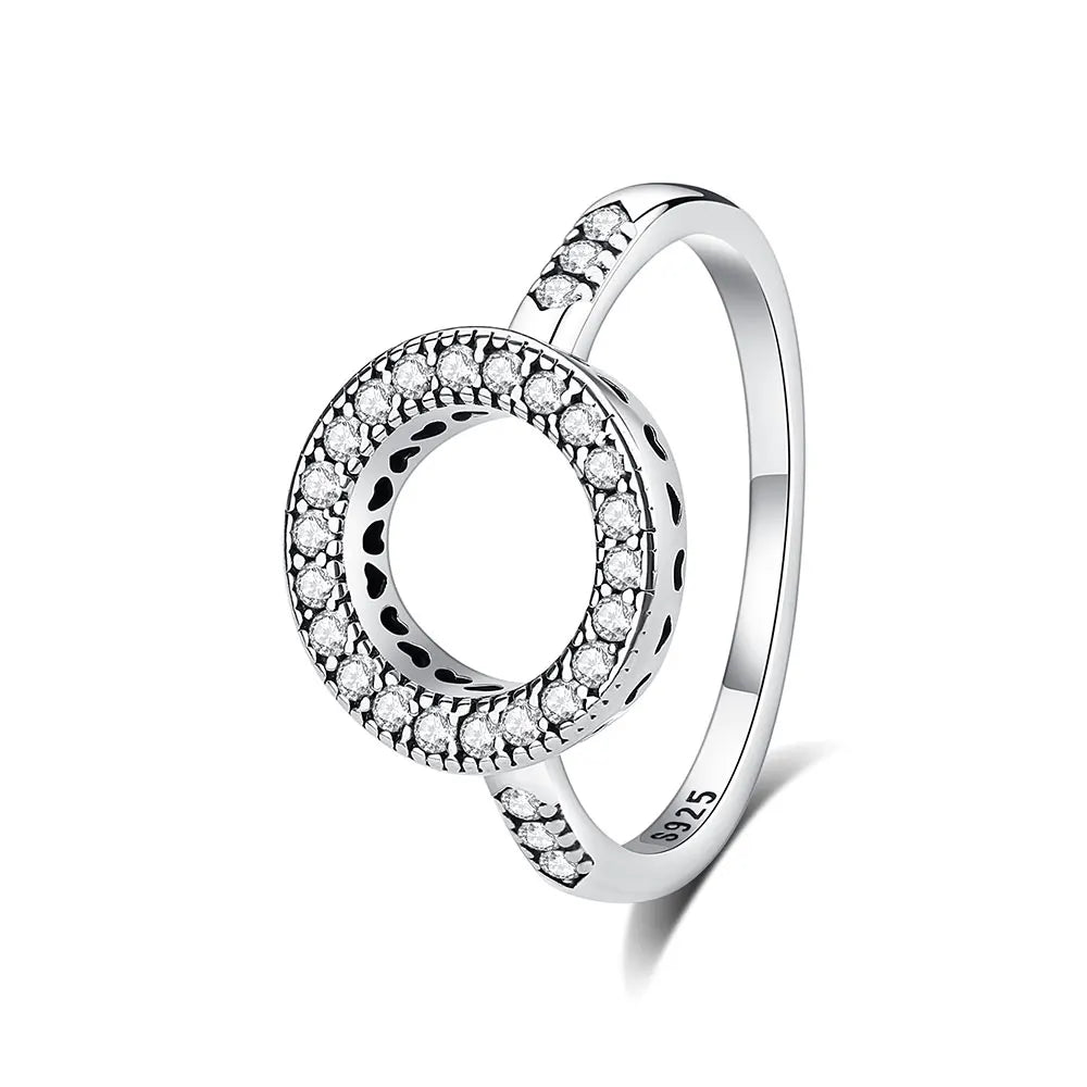 925 Sterling Silver Rings For Women Original Crown Love Heart Wishbone Engagement Wedding Rose Gold Crystal Ring Luxury Jewelry