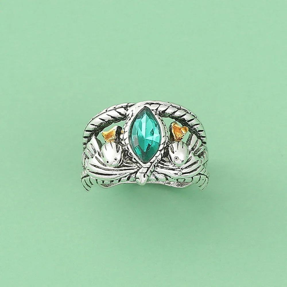Lord Ring of Barahir Aragorn Gondor Green Crystal Rings