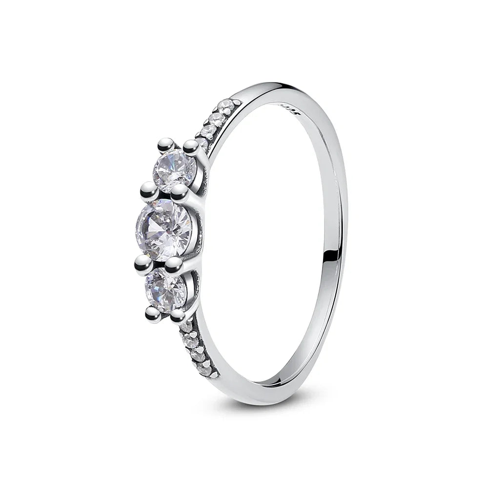 925 Sterling Silver Rings For Women Original Crown Love Heart Wishbone Engagement Wedding Rose Gold Crystal Ring Luxury Jewelry