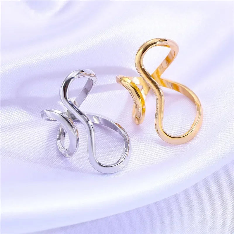 Irregular Stainless Steel Gold Color Rings for Women Men Colorfast Popular Party Personalized Exaggerated Charms Jewelry Gifts