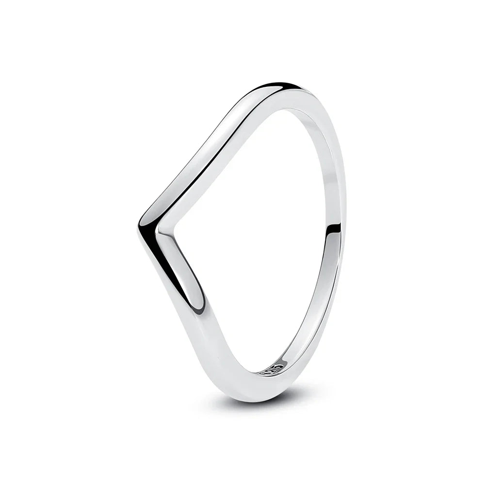 925 Sterling Silver Rings For Women Original Crown Love Heart Wishbone Engagement Wedding Rose Gold Crystal Ring Luxury Jewelry