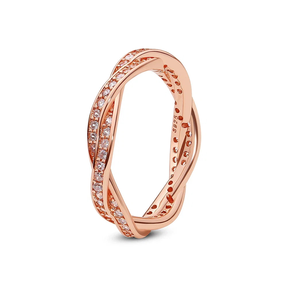 925 Sterling Silver Rings For Women Original Crown Love Heart Wishbone Engagement Wedding Rose Gold Crystal Ring Luxury Jewelry