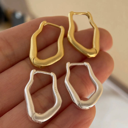 925 Sterling Silver Earrings For Women Trendy Simple Shinning Gold Earring Jewelry Prevent Allergy Party Christmas Accessories