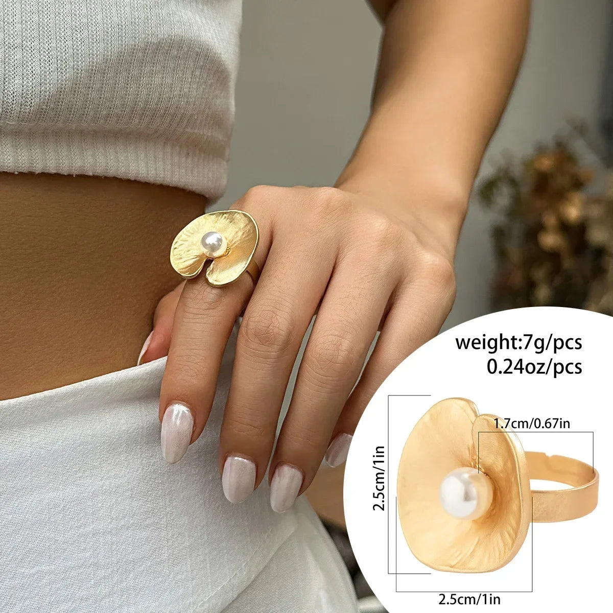 Irregular Chunky Big Geometric Gold Silver Color Rings for Women Men Personality Elastic Rope Connection Finger Rings