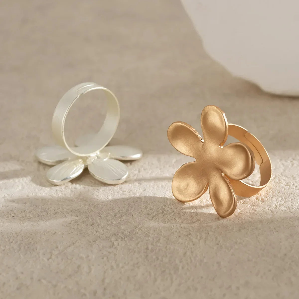 Irregular Chunky Big Geometric Gold Silver Color Rings for Women Men Personality Elastic Rope Connection Finger Rings