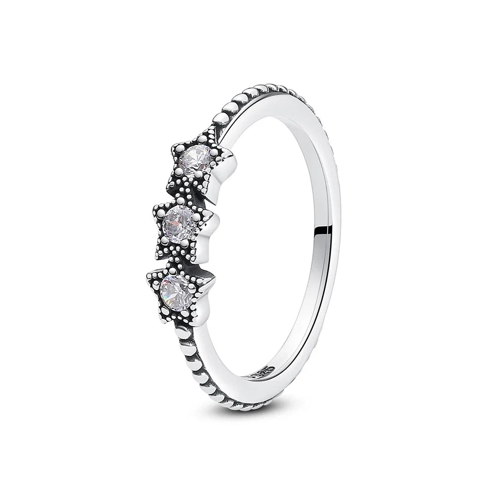 925 Sterling Silver Rings For Women Original Crown Love Heart Wishbone Engagement Wedding Rose Gold Crystal Ring Luxury Jewelry
