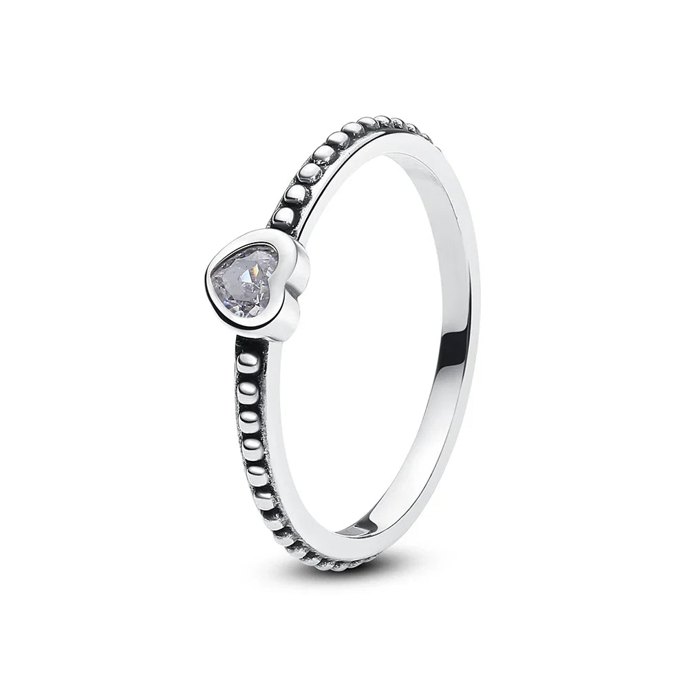 925 Sterling Silver Rings For Women Original Crown Love Heart Wishbone Engagement Wedding Rose Gold Crystal Ring Luxury Jewelry