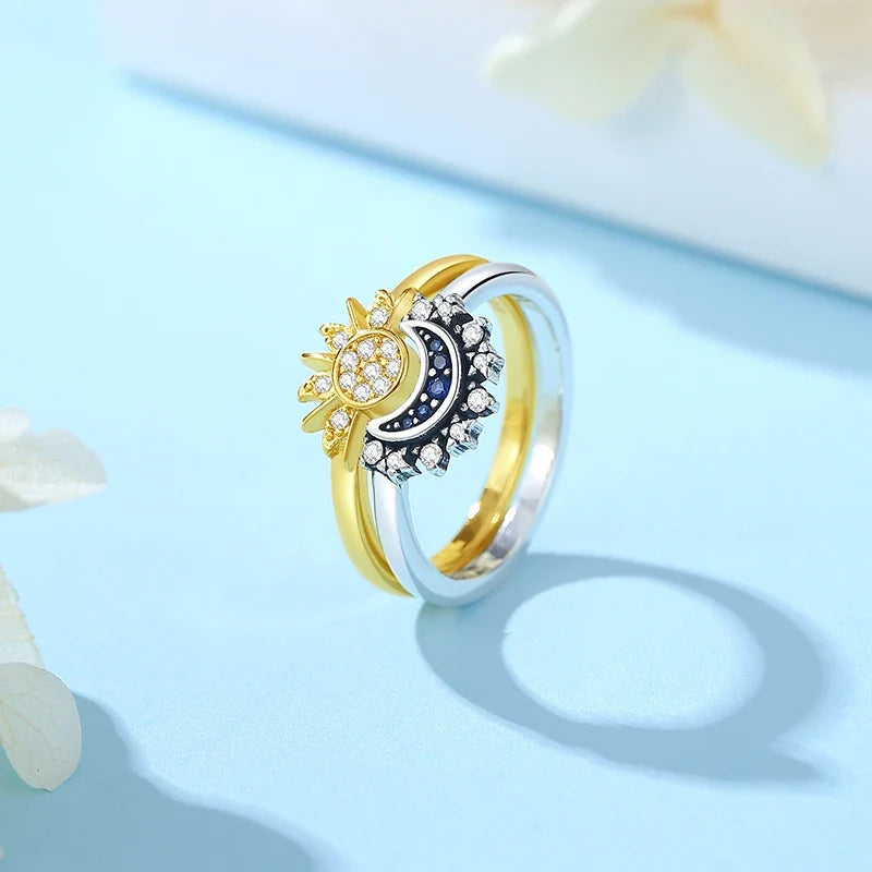 925 Sterling Silver Rings For Women Original Crown Love Heart Wishbone Engagement Wedding Rose Gold Crystal Ring Luxury Jewelry
