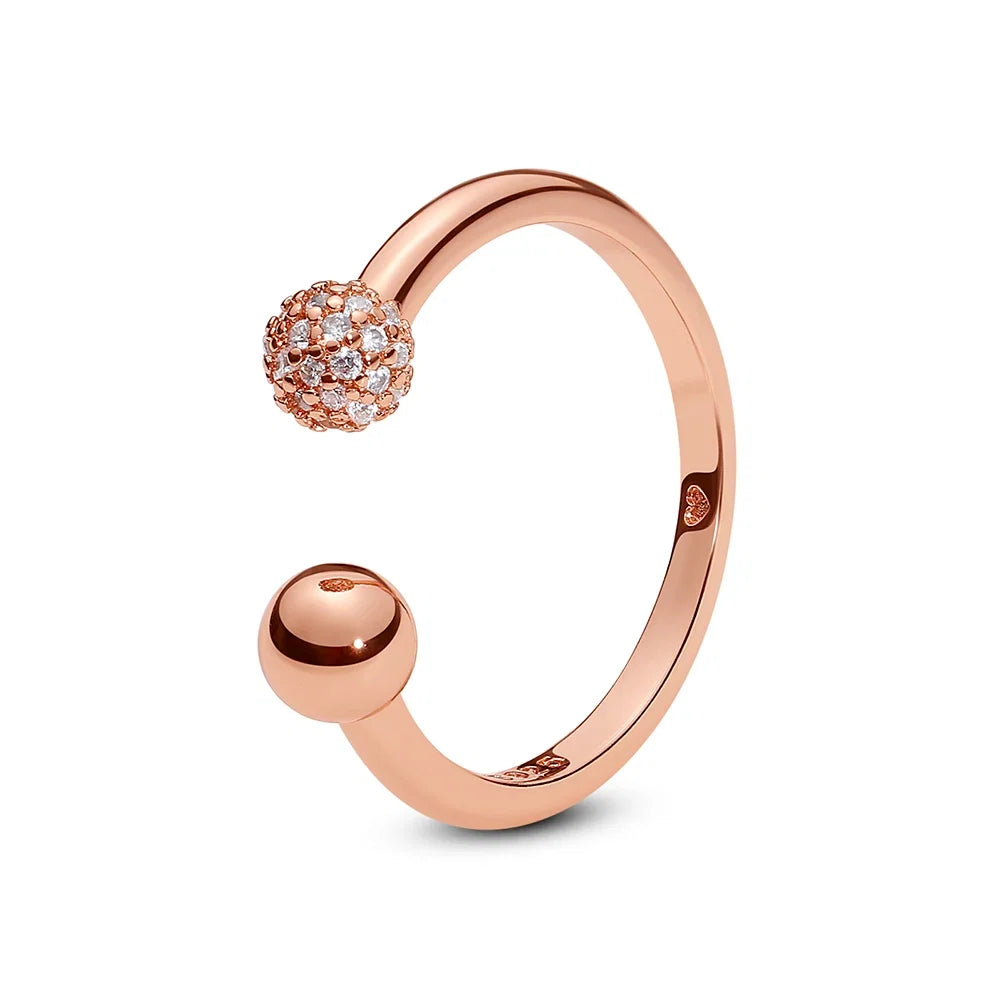 925 Sterling Silver Rings For Women Original Crown Love Heart Wishbone Engagement Wedding Rose Gold Crystal Ring Luxury Jewelry