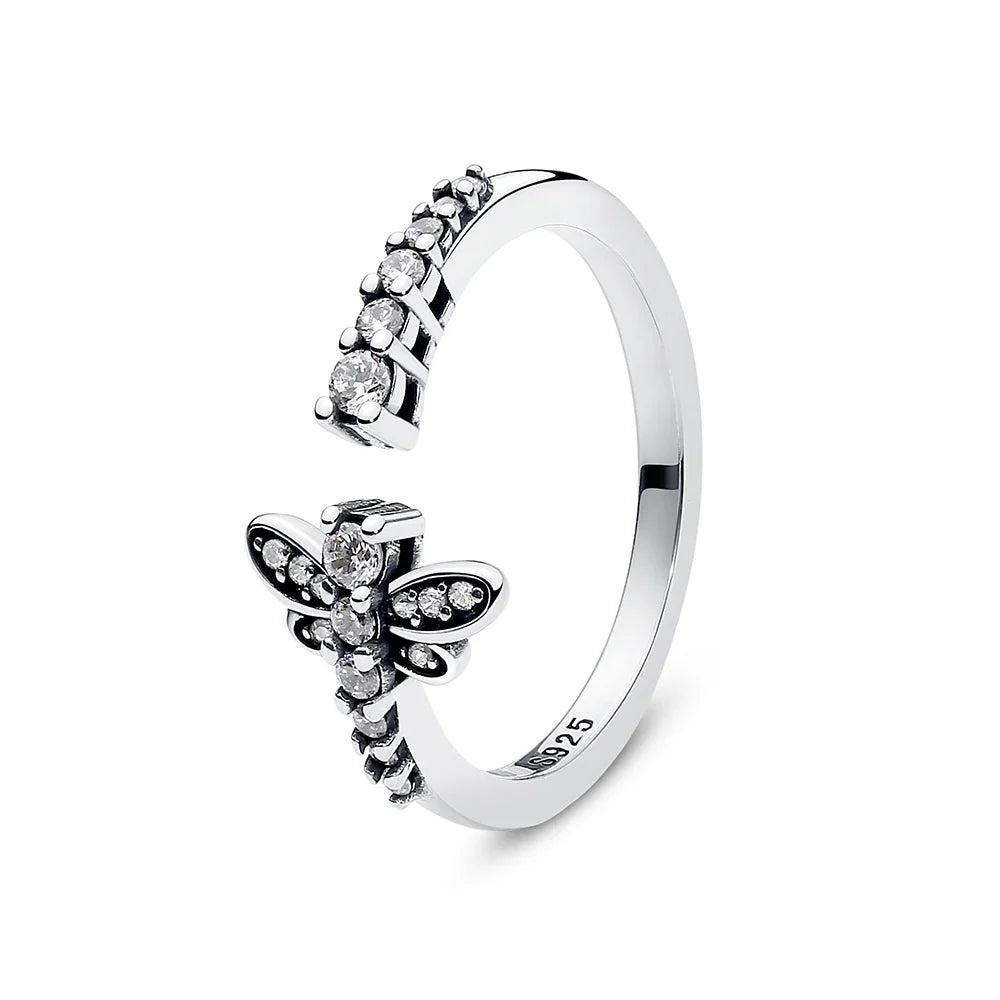 925 Sterling Silver Rings For Women Original Crown Love Heart Wishbone Engagement Wedding Rose Gold Crystal Ring Luxury Jewelry