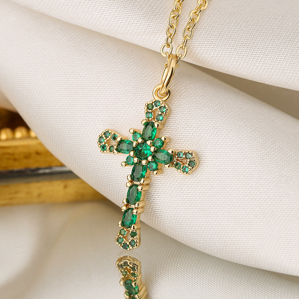 Womens Niche Geometric Pendant Necklace With Copper Plated In 18K Gold And Micro Set Zirconia Stones