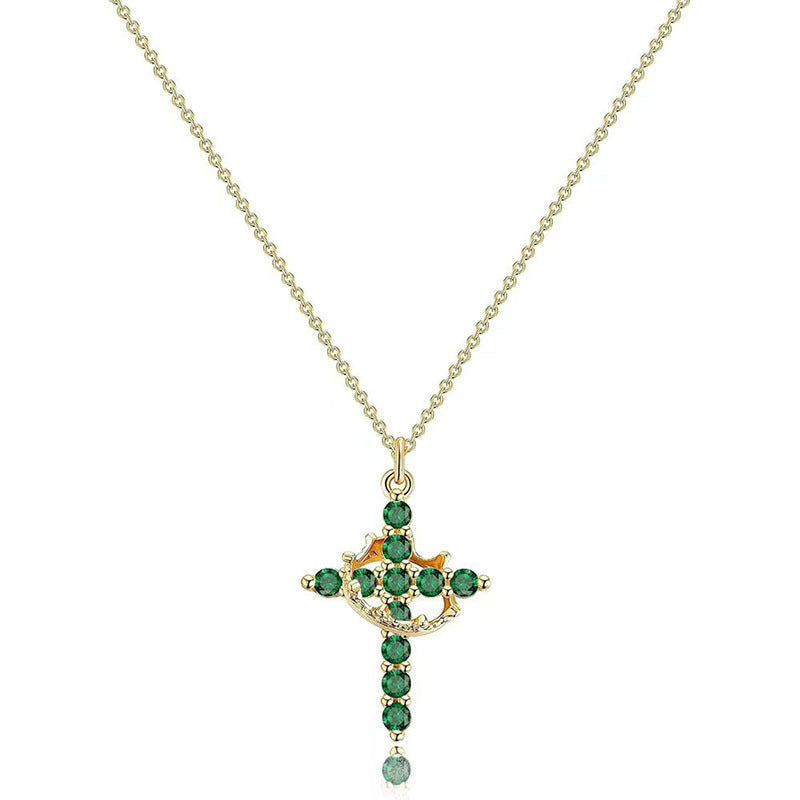 18K Real Gold Plated Copper Cross Necklace With Zircon  Stylish And Minimalist Design